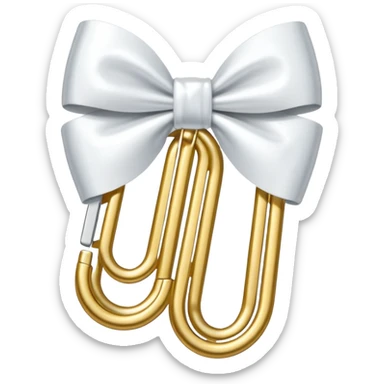 one gold paper clip with a white bow in the middle sticker