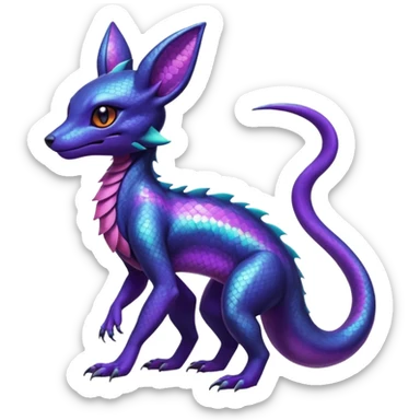 Anthropomorphic Scaley Shiny White Iridescent Colorful Exotic Salandit-Umbreon-Fakémon-hybrid-creature (full body)  sticker