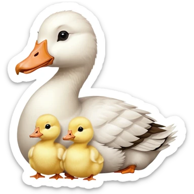 A goose with babys sticker