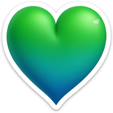 Create a heart from the combination of green and blue colors sticker
