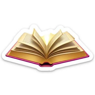 Un libro con un aura de colores vibrantes, con destellos dorados flotando a su alrededor,  un rayo de luz atravesándolo, simbolizando la explosión de creatividad sin miedo. book of creative power  sticker