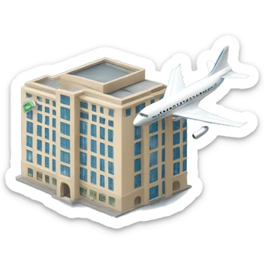 dos edificios y un avión sticker