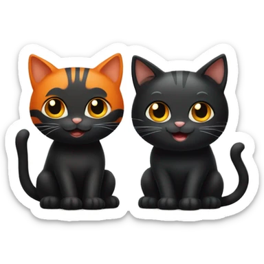 One Black Cat and one Orange Cat being happy sticker