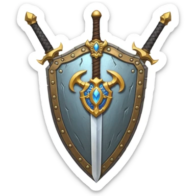 sword and shield, world of war craft style sticker