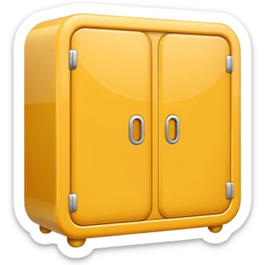 3D emoji-style wardrobe icon, cute, rounded, glossy, simple two-door design, soft shadows, clean background sticker