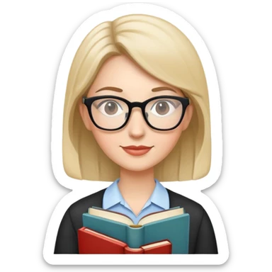 female teacher with glasses and book sticker
