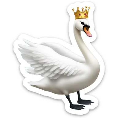 White swan with crown sticker