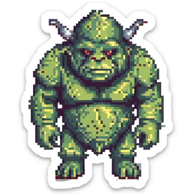 ogre, pixel art style, retro video game look, blocky features, minimal background sticker