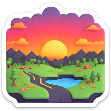 beautiful sunset landscape sticker
