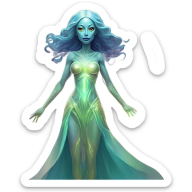 a heavenly alien woman full body sticker