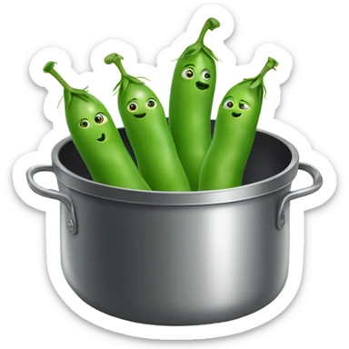 Three peas in a cooking pot  sticker