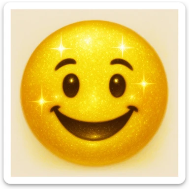 yellow face emoji with sparkly highlighter sticker