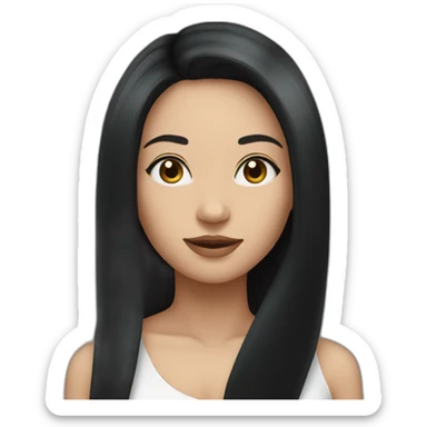 Fair skinned pretty woman with long straight black hair sticker