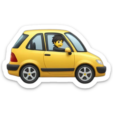 Astrout driving a car with cycle on top anime sticker