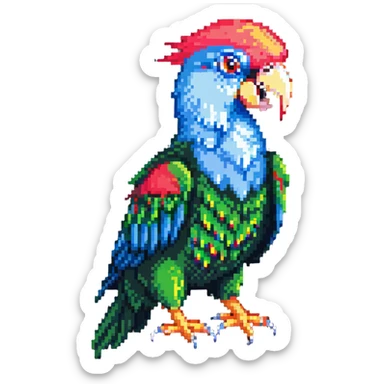 super minimal pixel art party parrot with big pixels in classic head-bob pose sticker