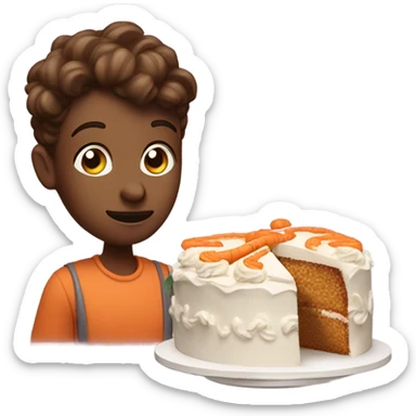 designer with carrot cake sticker