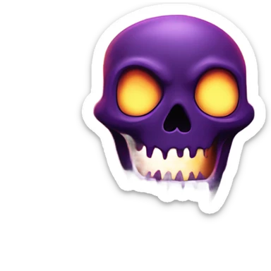 purple flaming skull face tomb sticker