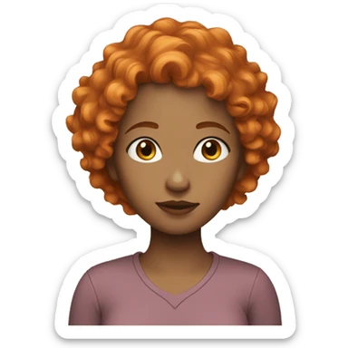 a women with short orange curly hair sticker