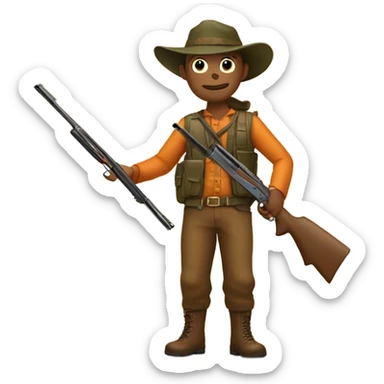 Hunter with a gun during a pheasan hunting sticker