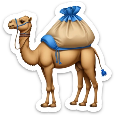 camel with a blue sack with spices on his back sticker