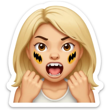 A girl growling like rawr silly vibes but make it an emoji not real human sticker
