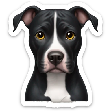 Black pitbull dog with white heart on its chest sticker