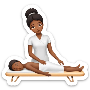 Black girl getting a massage sticker