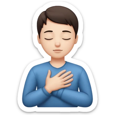 una mano en pecho ojos cerrados sticker