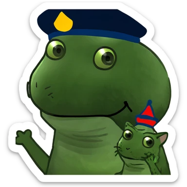 Cat with lizard sticker