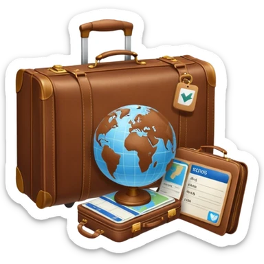TRAVEL , travel bag , pass board, plane, glob sticker