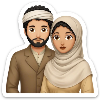 a black curly hair husband with a bengali hijabi wife  sticker