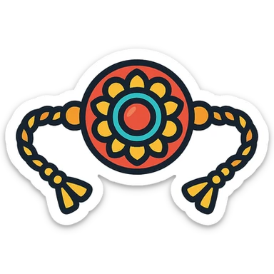 rakhi, traditional Indian festival bracelet, intricate design, vibrant colors, festive, isolated on white background sticker