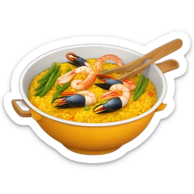 Paella Emoji Perfectly cooked rice with seafood and vegetables, a delight for lovers of Spanish cuisine. sticker