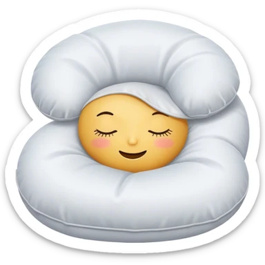 Sleeping pillow with a cozy and relaxed expression, conveying a sense of rest and comfort sticker