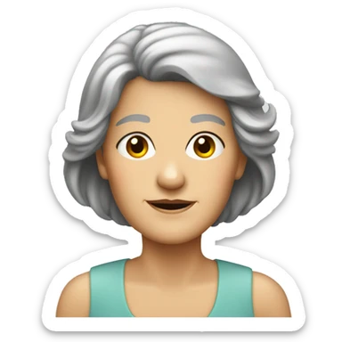 older lady with dark mullet sticker