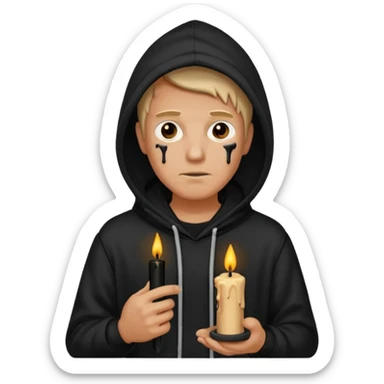 ancient man in black hoodie hold a black candle sticker