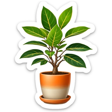 Ficus elastica orange Variegated in a pot sticker