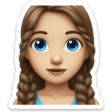 cute blue eye and brown hair girl sticker
