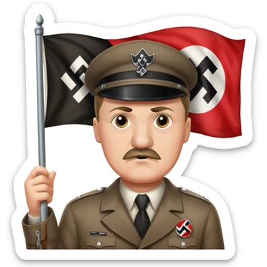 HITLER holding a nazi flag pls sticker