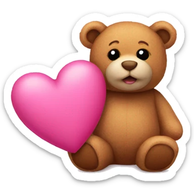 pink heart with teddy bear  sticker