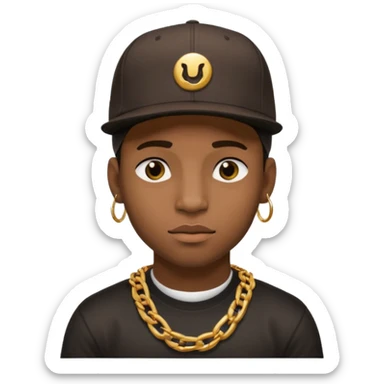black guy with golden chains flesh tunnels and a snapback cap sticker