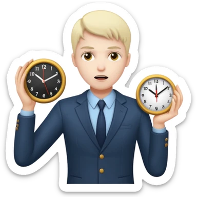 revenge time emoji, vengeful character holding a clock, dynamic pose sticker