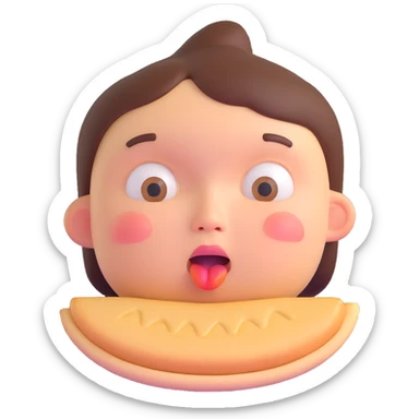exaggerated hungry face, cheeks sucked in, eyes fixed on food, strong expression of craving sticker