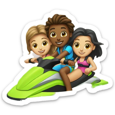 two girls and two boys on jet ski sticker