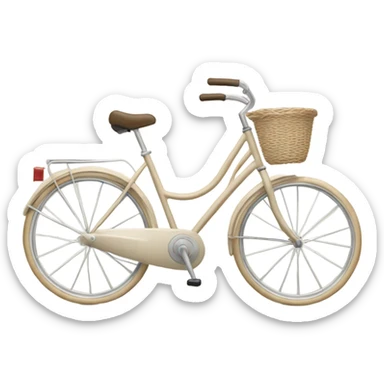 realistic light beige bicycle with basket of white  sticker