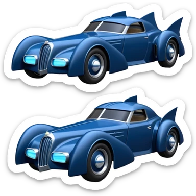  the animated series aerodynamic opulent dark knight futuristic concept Batmobile loosely based on 1936 cord 812(flat long straight faceted mechanical body) winged stealthy blue headlight covers street hot rod  sticker