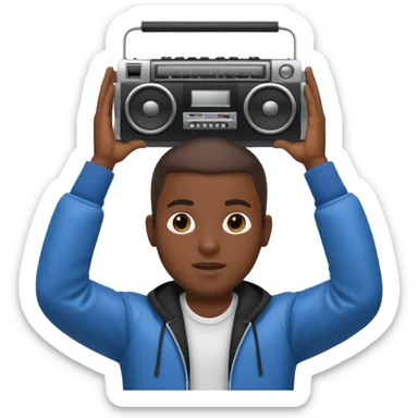 Black guy-holding-boombox-above his head sticker