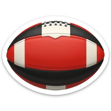 australian rules football ball with equal sized horizontal black, red, white, stripes sticker