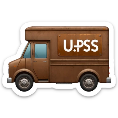 Brown delivery truck with the letters u p s on the side sticker
