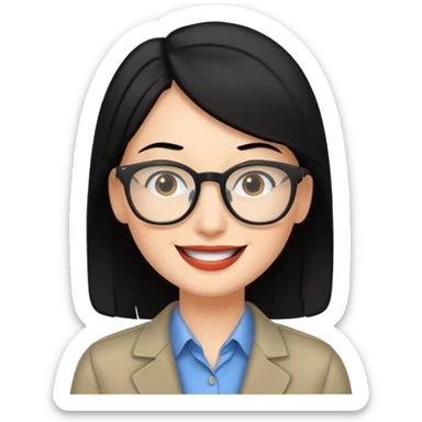 Un locutor de radio, pelo negro, con gafas, sticker